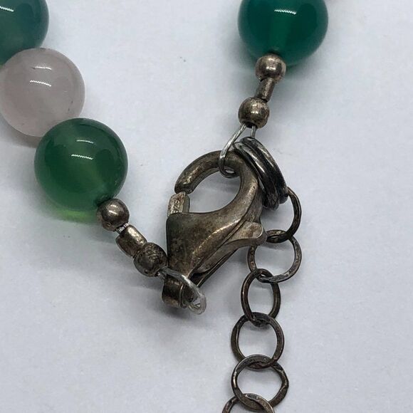 Unique Green Stone Gemstone Beaded Necklace with Sterling Silver Clasp - Picture 6 of 10